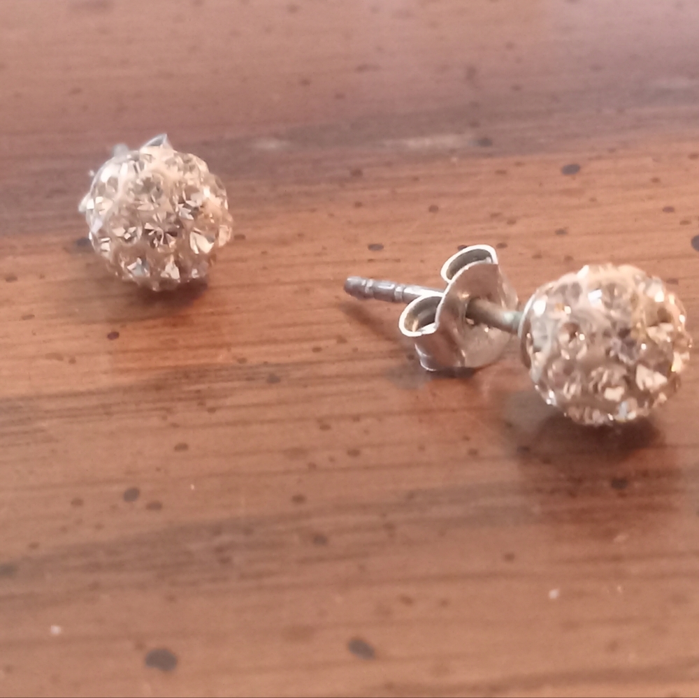 Rhinestones Pink Stud Earrings